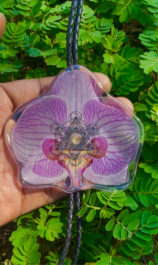 Resin Preserved Orchid Bolo