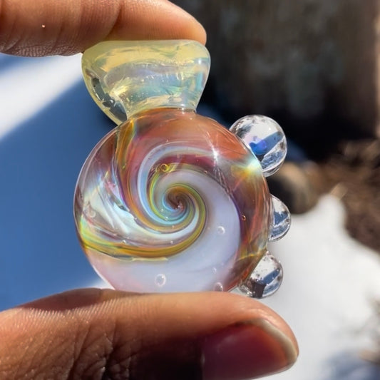 Borosilicate Glass Spiral Implosion: Opal Stone (side)